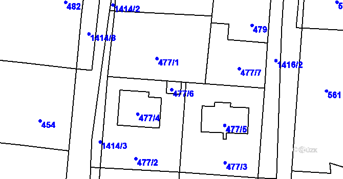 Parcela st. 477/6 v KÚ Vejprnice, Katastrální mapa