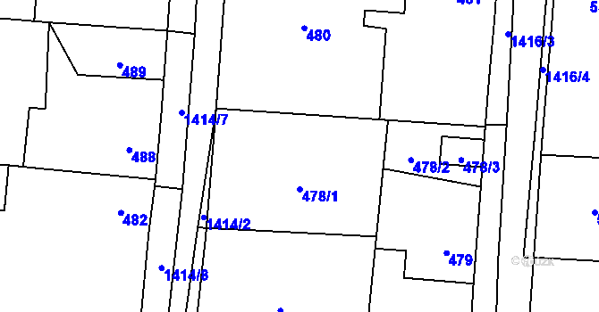 Parcela st. 478 v KÚ Vejprnice, Katastrální mapa