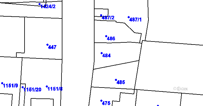 Parcela st. 484 v KÚ Vejprnice, Katastrální mapa
