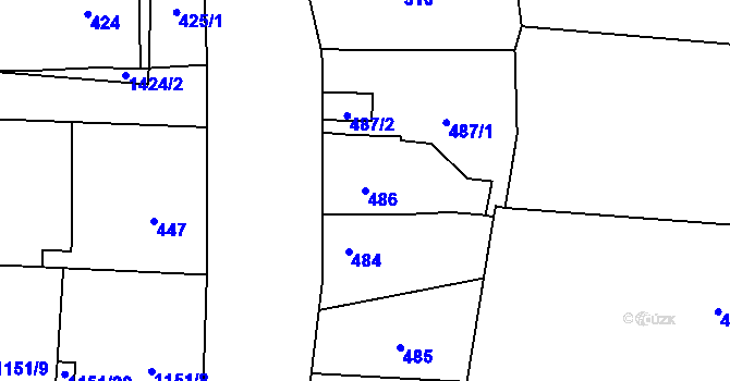 Parcela st. 486 v KÚ Vejprnice, Katastrální mapa