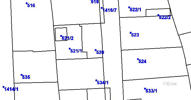 Parcela st. 520 v KÚ Vejprnice, Katastrální mapa