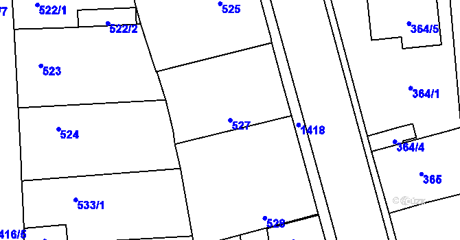 Parcela st. 527 v KÚ Vejprnice, Katastrální mapa