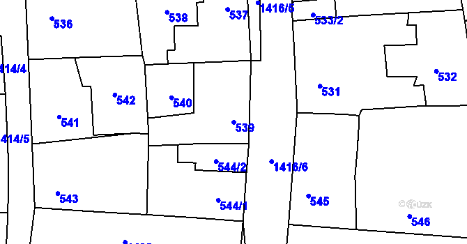 Parcela st. 539 v KÚ Vejprnice, Katastrální mapa