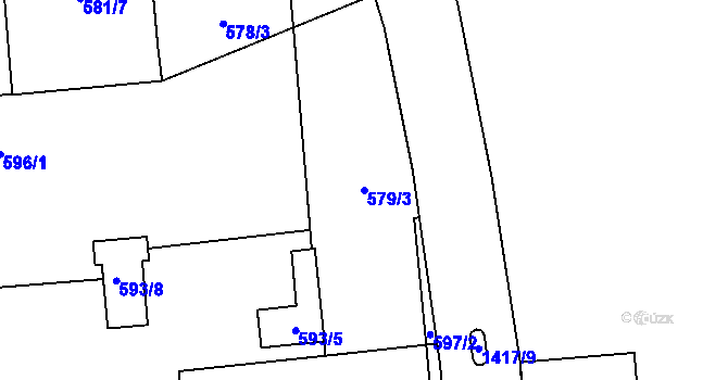 Parcela st. 579/3 v KÚ Vejprnice, Katastrální mapa