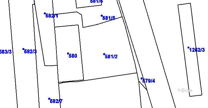 Parcela st. 581/2 v KÚ Vejprnice, Katastrální mapa
