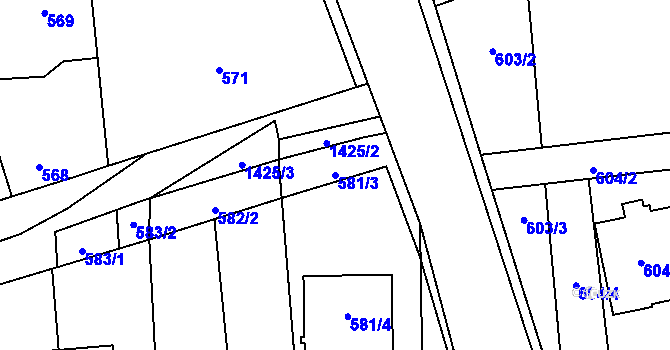 Parcela st. 581/3 v KÚ Vejprnice, Katastrální mapa
