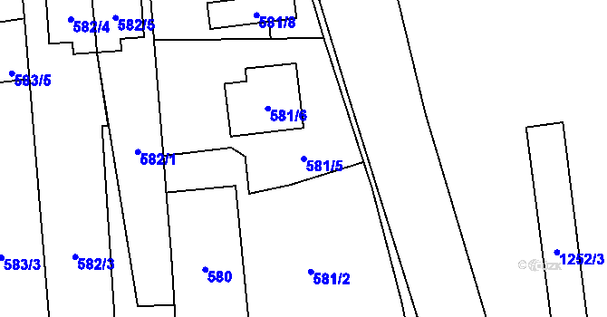 Parcela st. 581/5 v KÚ Vejprnice, Katastrální mapa