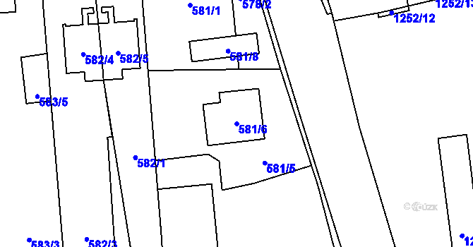 Parcela st. 581/6 v KÚ Vejprnice, Katastrální mapa