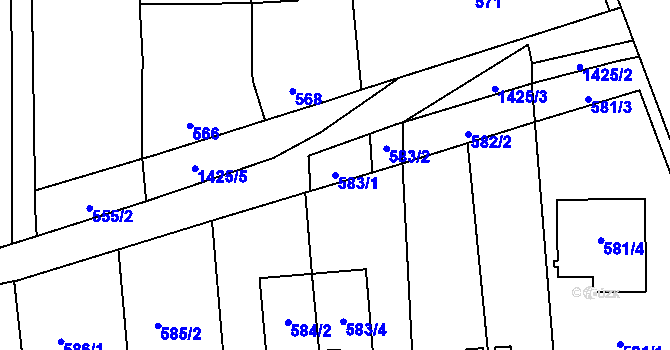 Parcela st. 583/1 v KÚ Vejprnice, Katastrální mapa