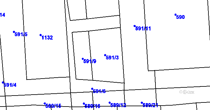 Parcela st. 591/3 v KÚ Vejprnice, Katastrální mapa