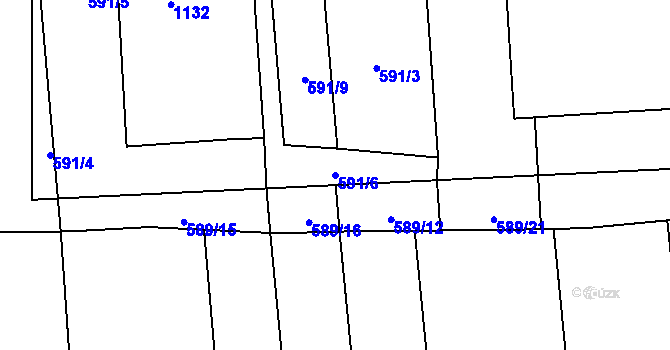 Parcela st. 591/6 v KÚ Vejprnice, Katastrální mapa