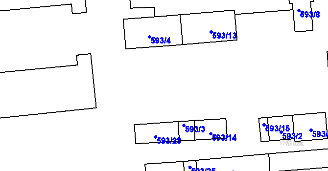 Parcela st. 593/12 v KÚ Vejprnice, Katastrální mapa