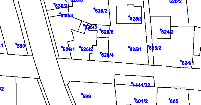 Parcela st. 626/4 v KÚ Vejprnice, Katastrální mapa