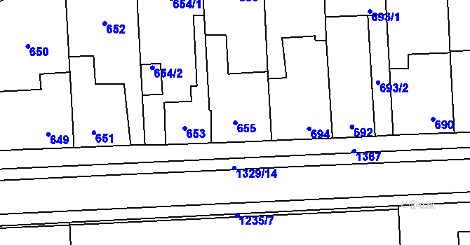 Parcela st. 655 v KÚ Vejprnice, Katastrální mapa