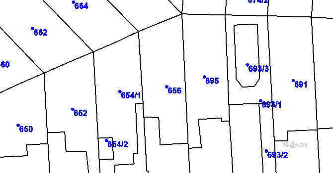 Parcela st. 656 v KÚ Vejprnice, Katastrální mapa