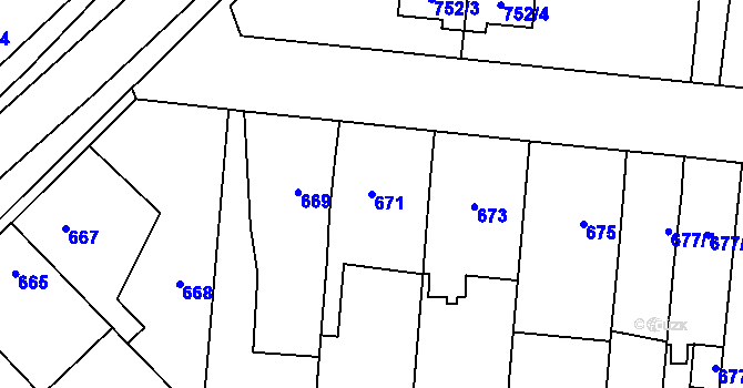 Parcela st. 671 v KÚ Vejprnice, Katastrální mapa