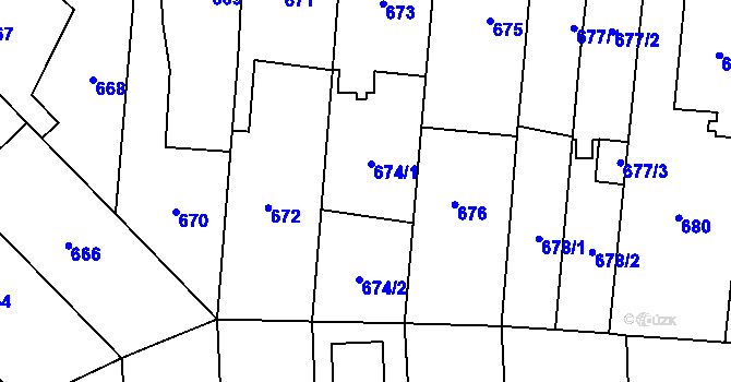 Parcela st. 674 v KÚ Vejprnice, Katastrální mapa