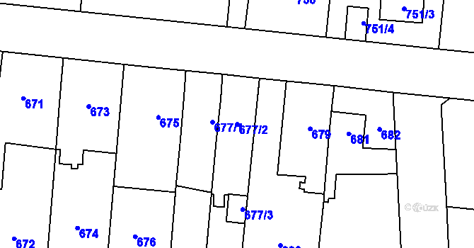 Parcela st. 677/2 v KÚ Vejprnice, Katastrální mapa