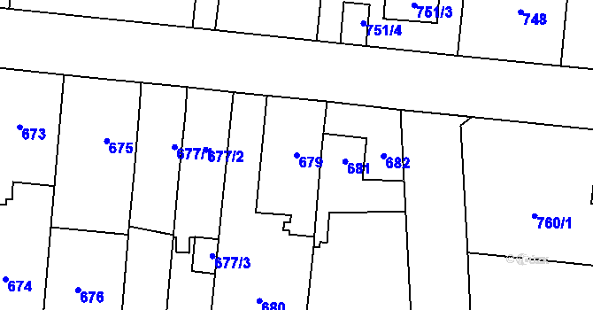 Parcela st. 679 v KÚ Vejprnice, Katastrální mapa