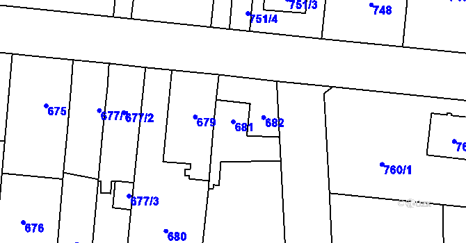 Parcela st. 681 v KÚ Vejprnice, Katastrální mapa