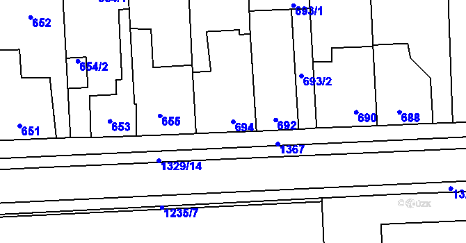 Parcela st. 694 v KÚ Vejprnice, Katastrální mapa