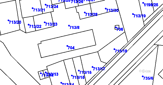 Parcela st. 705 v KÚ Vejprnice, Katastrální mapa