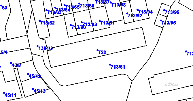 Parcela st. 721 v KÚ Vejprnice, Katastrální mapa