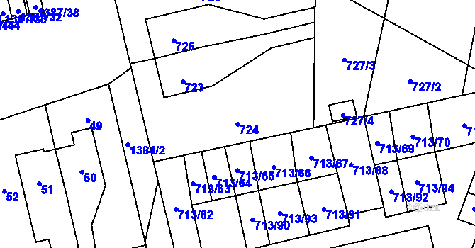 Parcela st. 724 v KÚ Vejprnice, Katastrální mapa