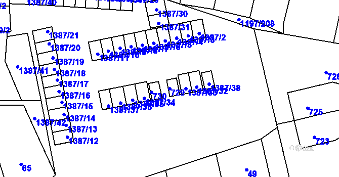 Parcela st. 729 v KÚ Vejprnice, Katastrální mapa