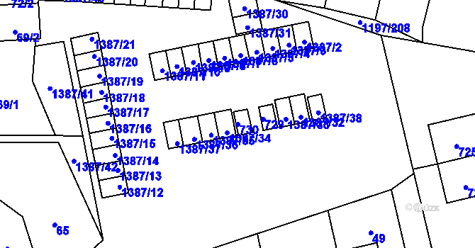 Parcela st. 730 v KÚ Vejprnice, Katastrální mapa