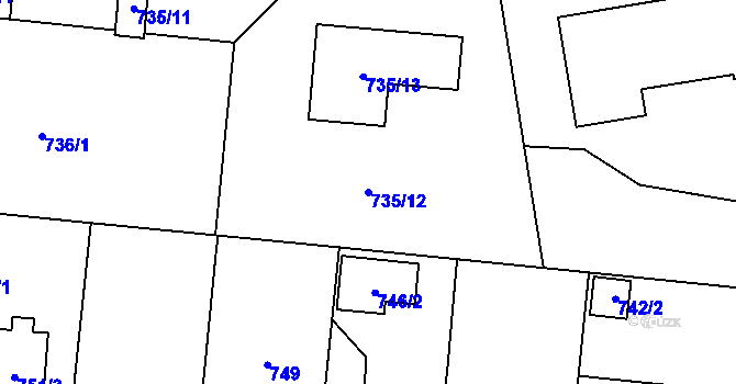 Parcela st. 735/12 v KÚ Vejprnice, Katastrální mapa