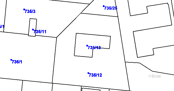 Parcela st. 735/13 v KÚ Vejprnice, Katastrální mapa