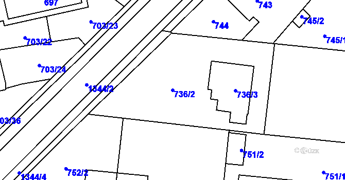 Parcela st. 736/2 v KÚ Vejprnice, Katastrální mapa
