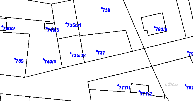 Parcela st. 737 v KÚ Vejprnice, Katastrální mapa