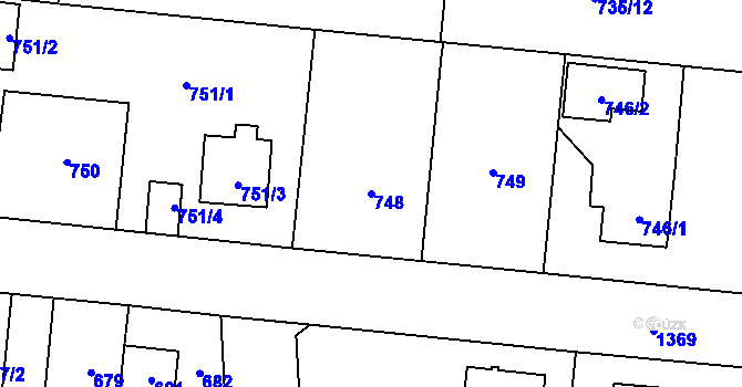 Parcela st. 748 v KÚ Vejprnice, Katastrální mapa