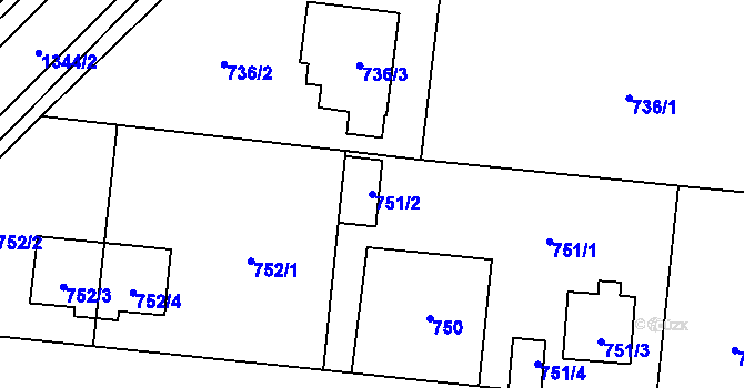 Parcela st. 751/2 v KÚ Vejprnice, Katastrální mapa