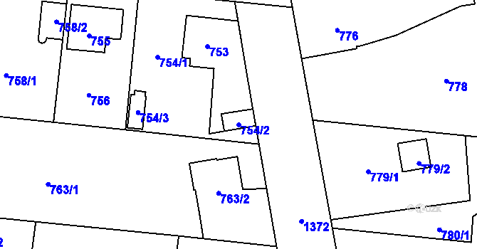 Parcela st. 754/2 v KÚ Vejprnice, Katastrální mapa