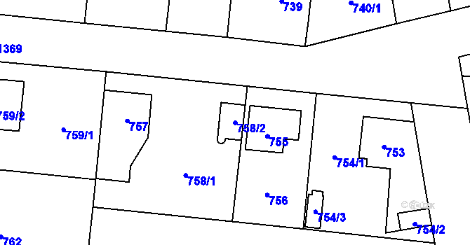 Parcela st. 758/2 v KÚ Vejprnice, Katastrální mapa