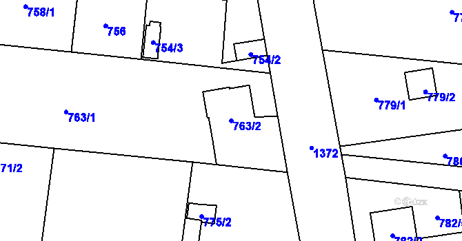 Parcela st. 763/2 v KÚ Vejprnice, Katastrální mapa