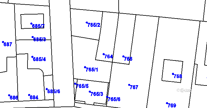 Parcela st. 764 v KÚ Vejprnice, Katastrální mapa