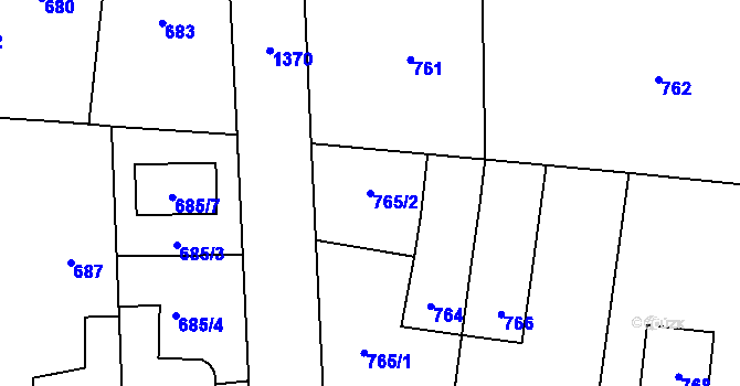 Parcela st. 765/2 v KÚ Vejprnice, Katastrální mapa