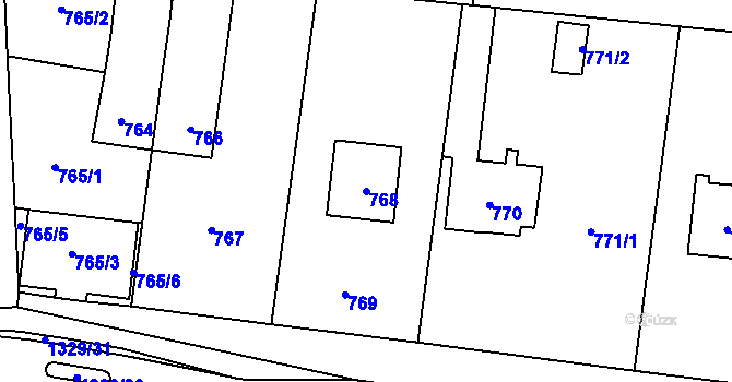 Parcela st. 768 v KÚ Vejprnice, Katastrální mapa