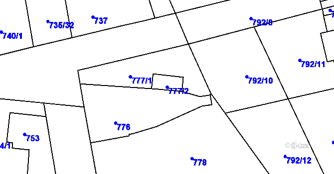 Parcela st. 777/2 v KÚ Vejprnice, Katastrální mapa