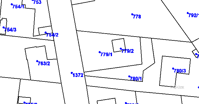 Parcela st. 779/1 v KÚ Vejprnice, Katastrální mapa