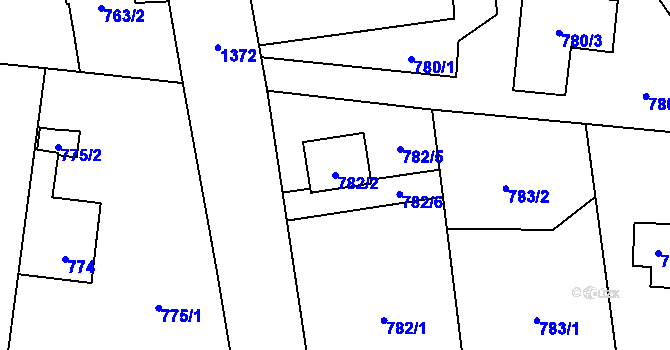 Parcela st. 782/2 v KÚ Vejprnice, Katastrální mapa