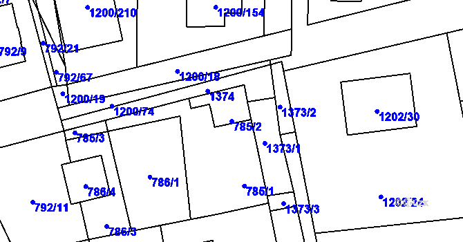 Parcela st. 785/2 v KÚ Vejprnice, Katastrální mapa