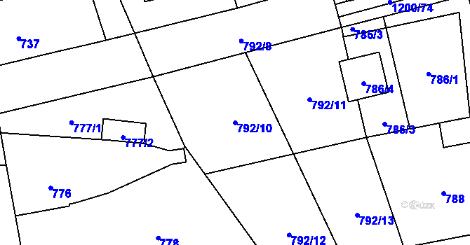 Parcela st. 792/10 v KÚ Vejprnice, Katastrální mapa