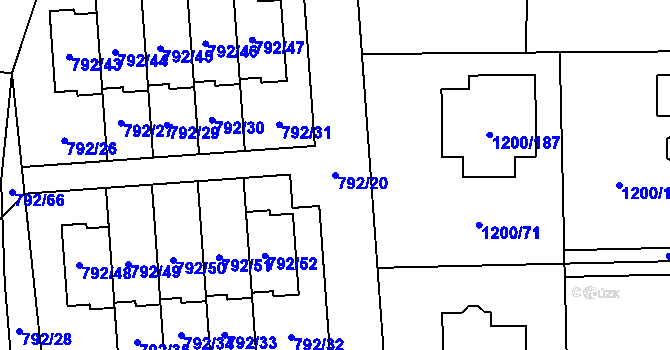 Parcela st. 792/20 v KÚ Vejprnice, Katastrální mapa