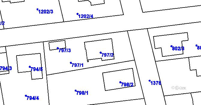 Parcela st. 797/2 v KÚ Vejprnice, Katastrální mapa