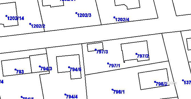 Parcela st. 797/3 v KÚ Vejprnice, Katastrální mapa